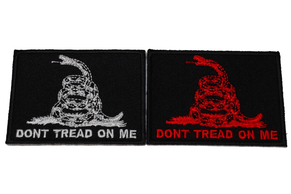 Set of 2 Dont Tread on Me Patches White and Red Embroidery