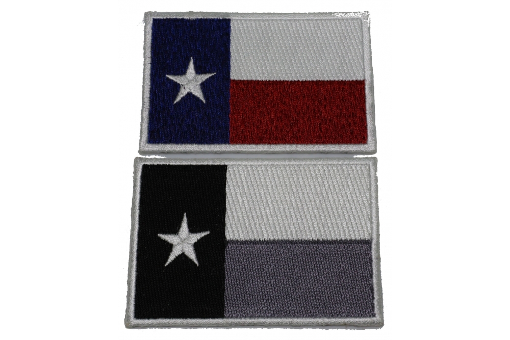 Set of 2 Texas Flag Patches Monochrome and Rusty Colors