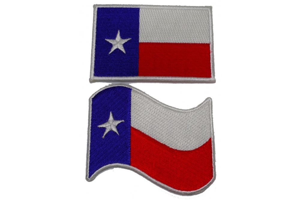 Set of 2 Texas Flag Patches with White Borders