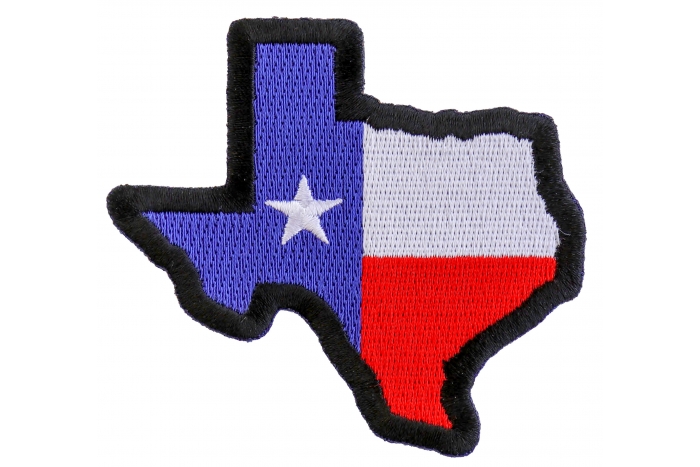 Texas Map Texas Flag Black Border Patch