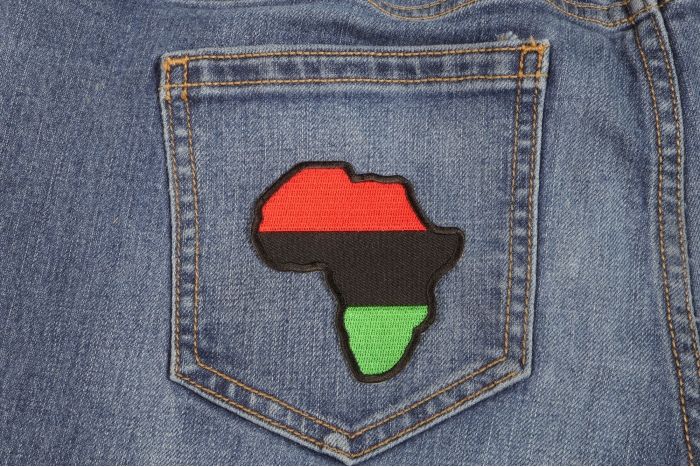 African Map Patch shown on jeans