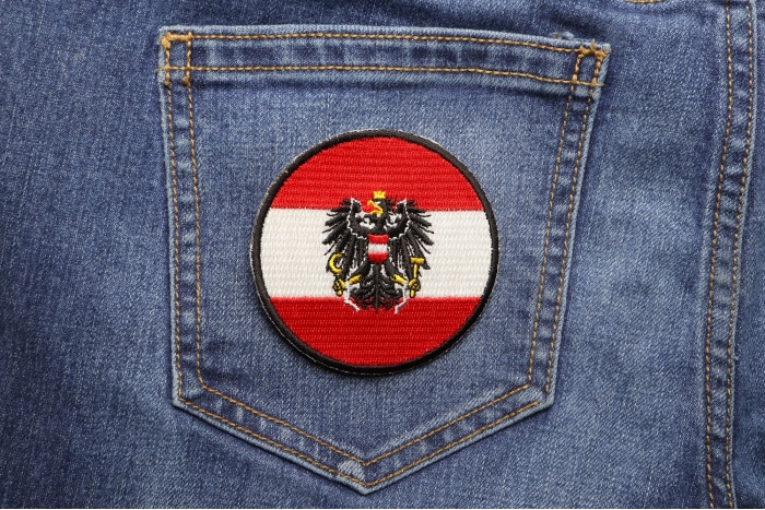 Austrian Flag Patch shown on jeans