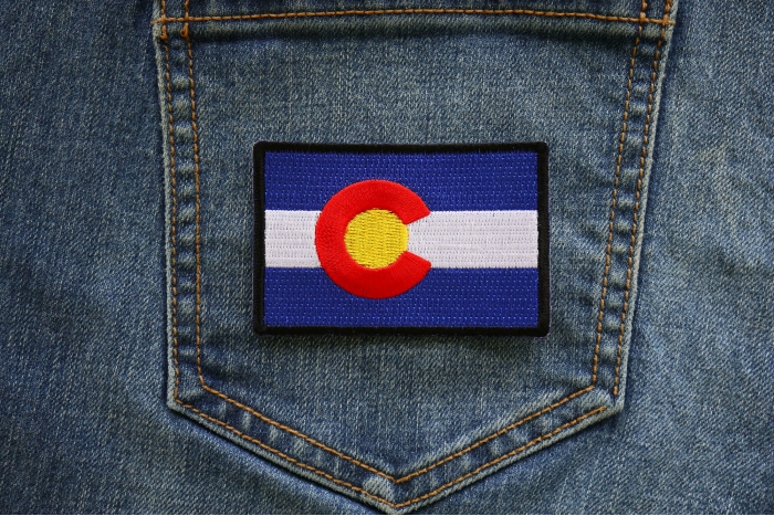 Colorado State Flag Patch shown on jeans