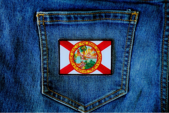 Florida Flag Patch shown on jeans