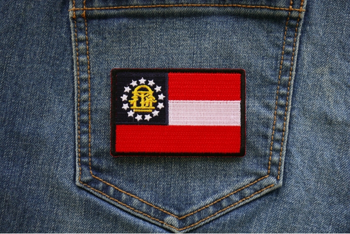 Georgia State Flag Patch shown on jeans