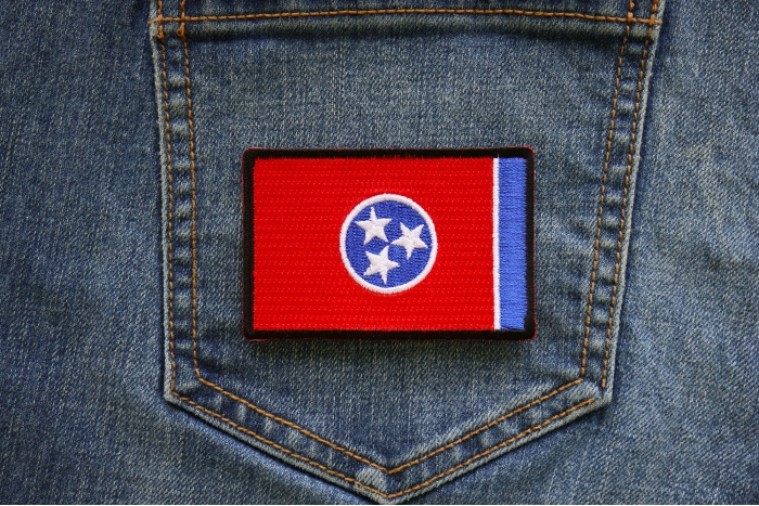 Tennessee State Flag Patch shown on jeans