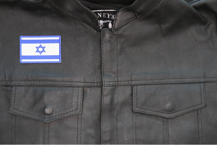 Israel Flag Patch shown on leather vest