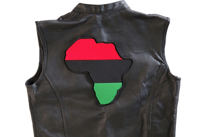 Africa Patch, Large Back Patches for Vests shown on leather vest