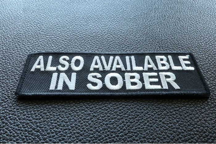 Also Available In Sober Funny Iron on Patch diagonal view