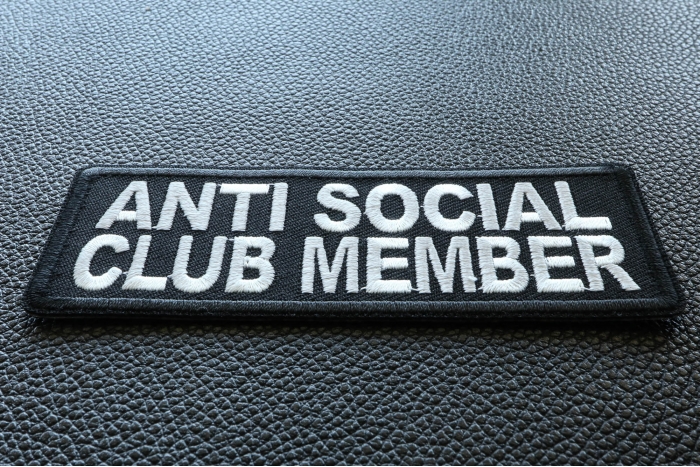 Anti Social Club Member Funny Iron on Patch diagonal view