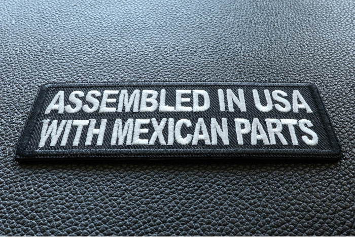 Assembled in USA with Mexican Parts Patch diagonal view