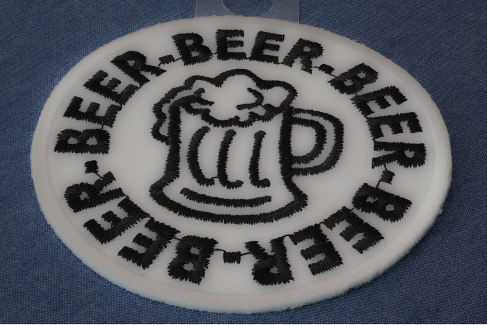 Beer Beer Beer Funny Iron on Patch diagonal view