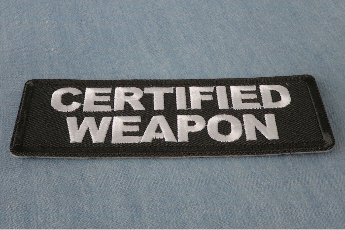 Certified Weapon Patch diagonal view