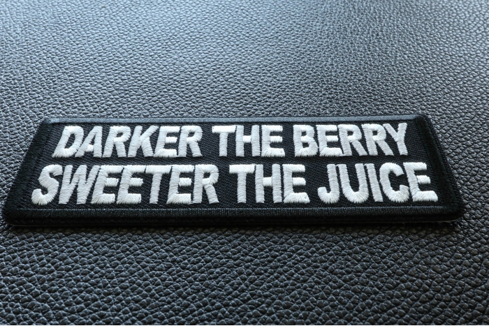 Darker the Berry Sweeter The Juice Funny Iron on Patch diagonal view