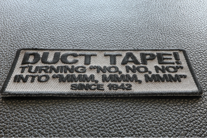 Duct Tape Turning No No Patch In Gray Duct Tape Turning No No Patch In Gray diagonal view