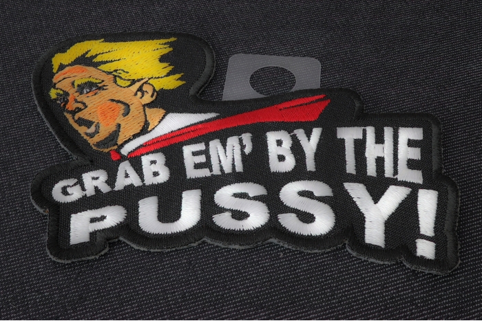 Grab Em By The Pussy Trump Funny Iron on Patch diagonal view