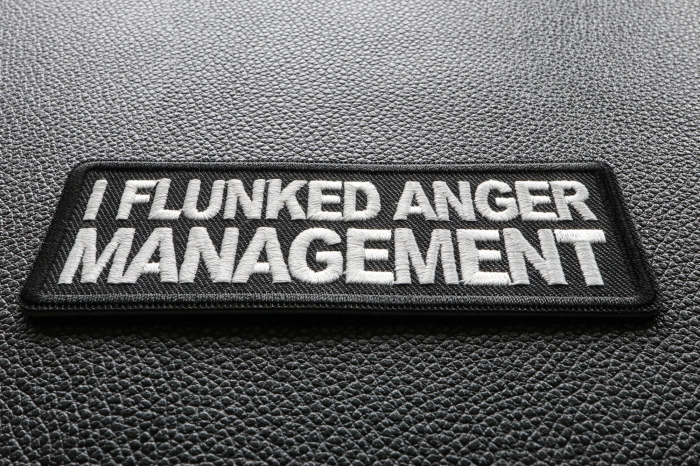 I Flunked Anger Management Funny Iron on Patch diagonal view