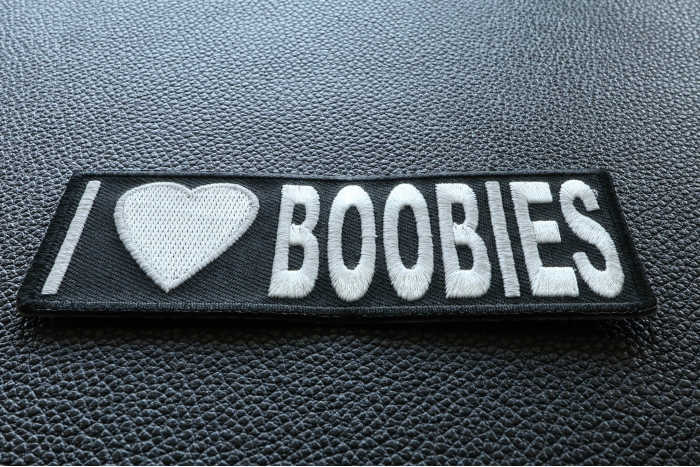 I Love Boobies Patch diagonal view