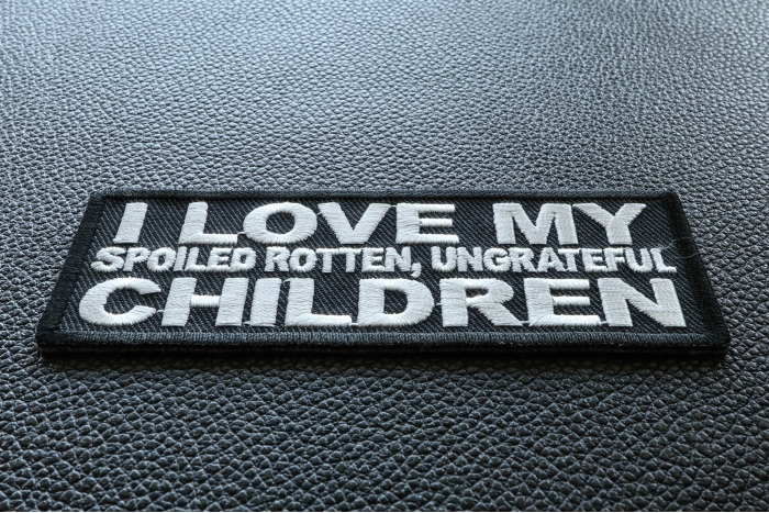 I Love My Spoiled Rotten Ungrateful Children Funny Iron on Patch diagonal view