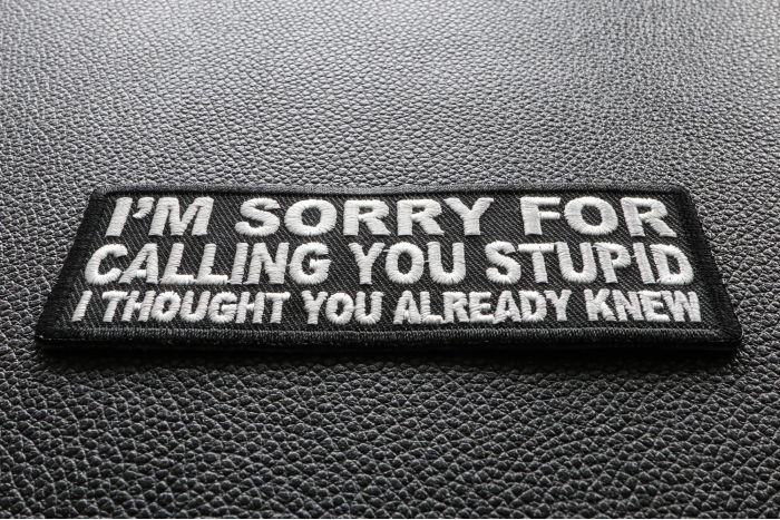 I'm Sorry For Calling You Stupid I Thought You Already Knew Funny Iron on Patch diagonal view