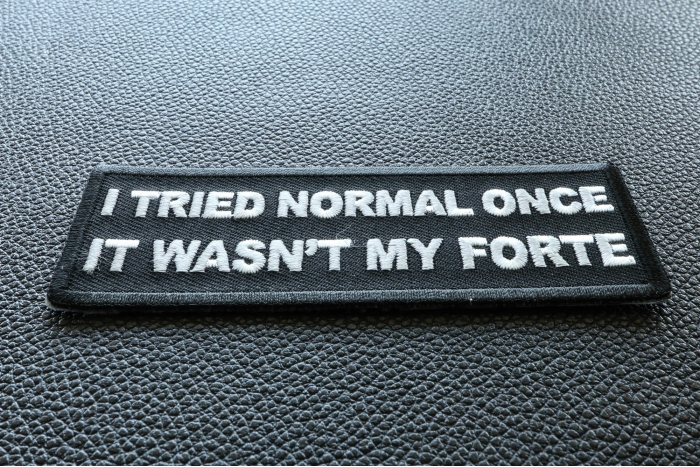 I tried Normal Once It wasn't my Forte Funny Iron on Patch diagonal view