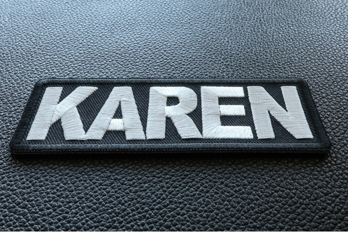 Karen Funny Iron on Patch diagonal view