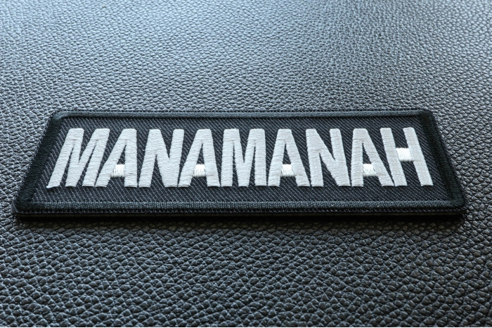 Manamanah Funny Iron on Patch diagonal view