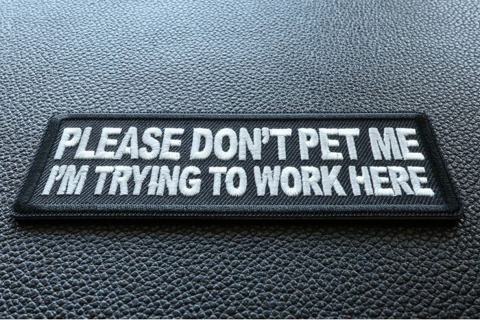 Please Don't Pet Me I'm Trying to Work Here Patch diagonal view