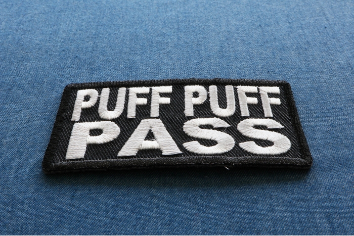 Puff Puff Pass Funny Iron on Patch diagonal view
