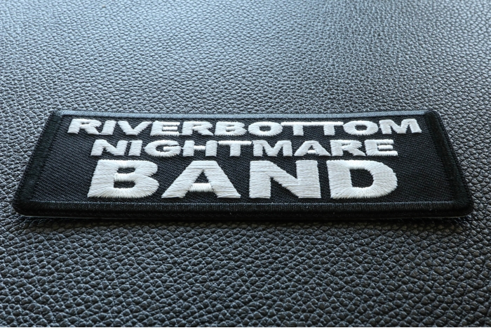 Riverbottom Nightmare Band Funny Iron on Patch diagonal view