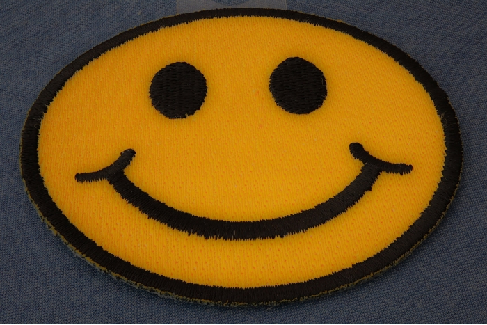 Smiley Face Funny Iron on Patch diagonal view