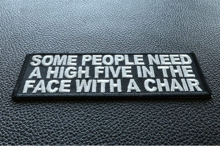 Some People Need A High Five Funny Iron on Patch diagonal view