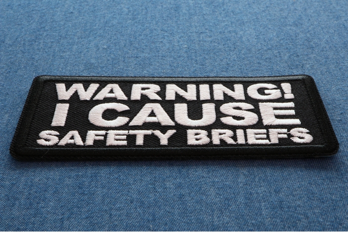 Warning I cause Safety Briefs Patch diagonal view