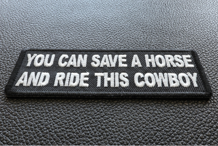 You can Save a Horse and Ride This Cowboy Biker Patch diagonal view
