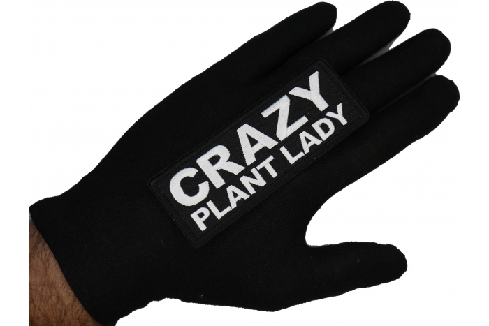 Crazy Plant Lady Patch shown on hand for size comparison