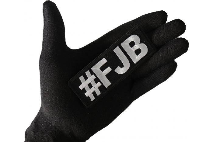 FJB Patch, Patriotic Saying Patches shown on hand for size comparison