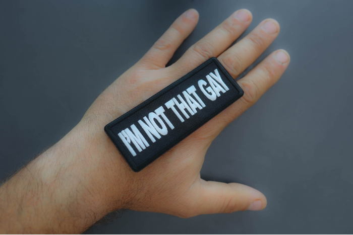 I'm not that Gay Patch shown on hand for size comparison