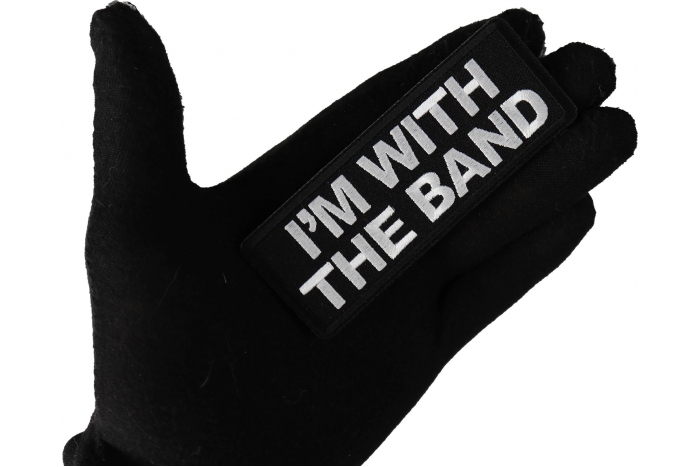 I'm with the Band Funny Iron on Patch shown on hand for size comparison