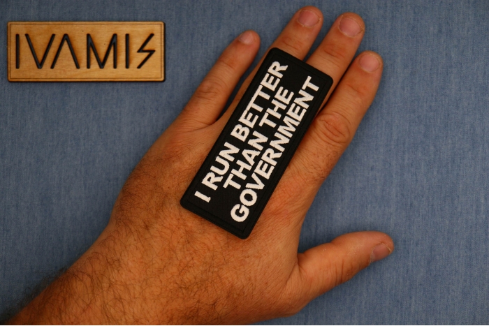 I run Better than the government Patch shown on hand for size comparison