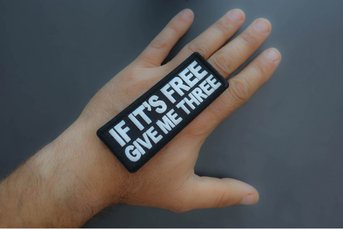 If It's free Give me Three Patch shown on hand for size comparison