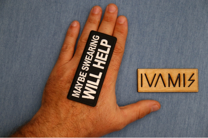 Maybe Swearing Will Help Patch, Funny Saying Patches, Sew or Iron on shown on hand for size comparison