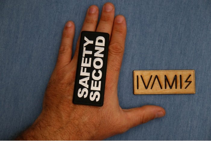 Safety Second Patch, Funny Saying Patches, Sew or Iron on Patch shown on hand for size comparison