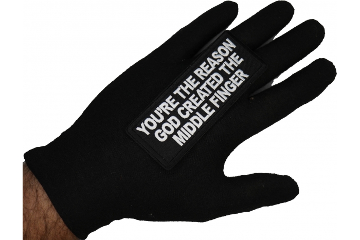 You're Reason God Created the Middle Finger Patch shown on hand for size comparison