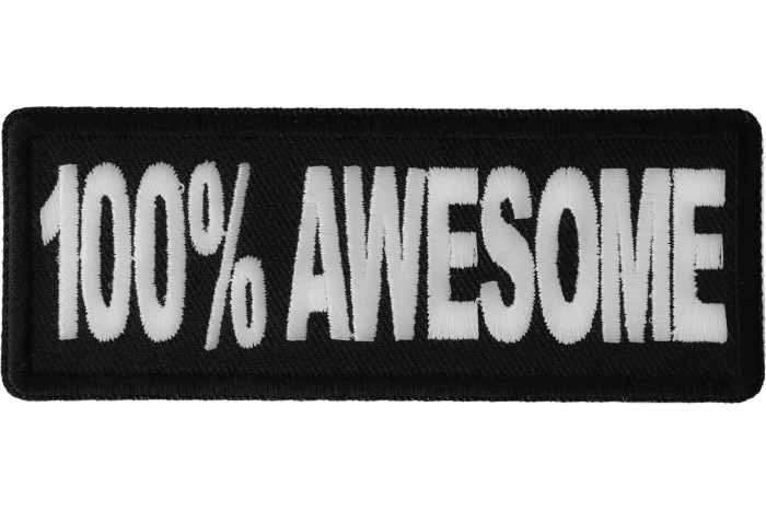 100% Awesome Funny Iron on Patch