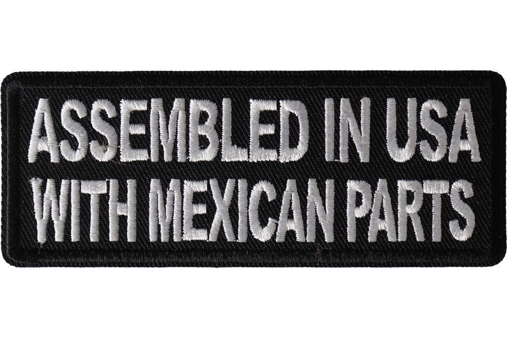 Assembled in USA with Mexican Parts Funny Iron on Patch - Iron on Funny  Patches by Ivamis Patches