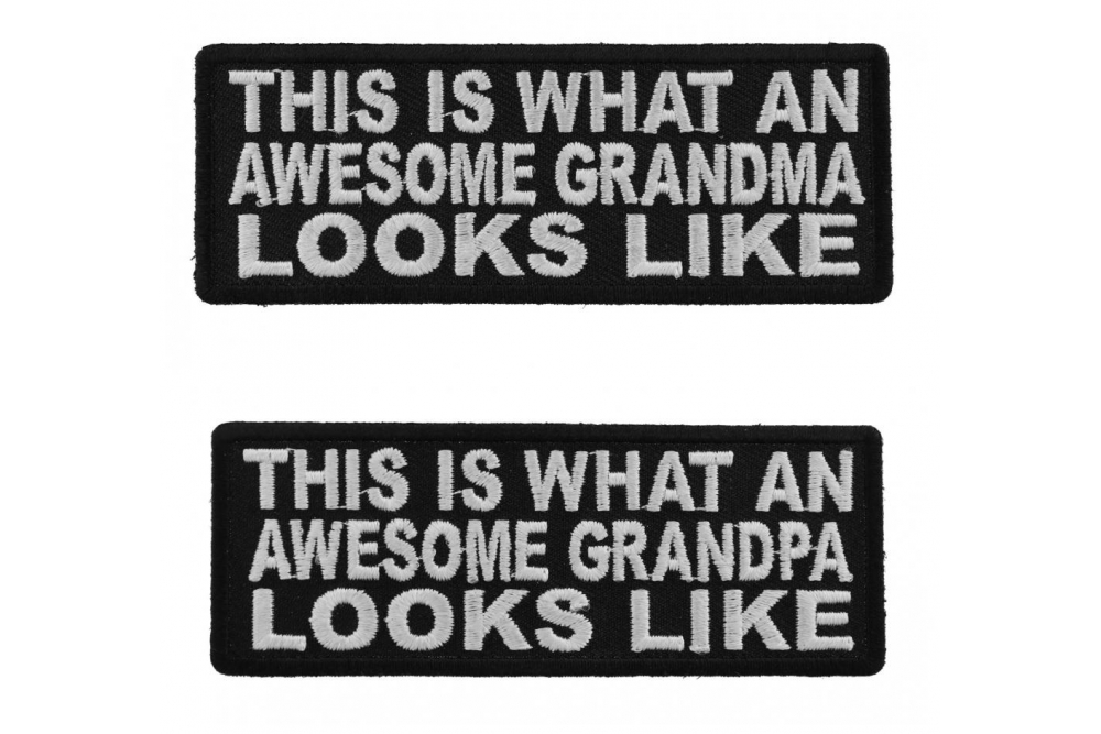 Awesome Grandma and Grandpa Funny 2 Piece Patch Set