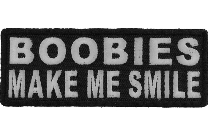 Boobies Make Me Smile Funny Iron on Patch