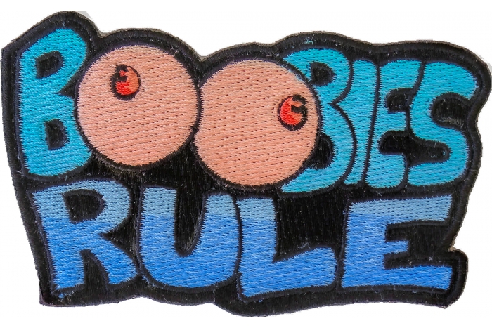 Boobies Rule Funny Iron on Patch