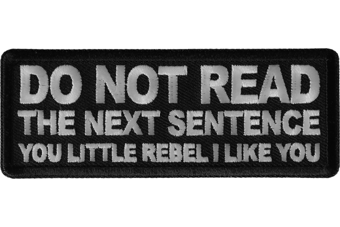 Do No Read The Next Sentence You Little Rebel I Like You Funny Iron on Patch