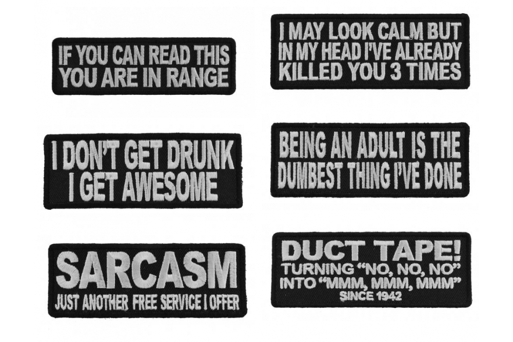 Funny Saying Patches Set Of 6